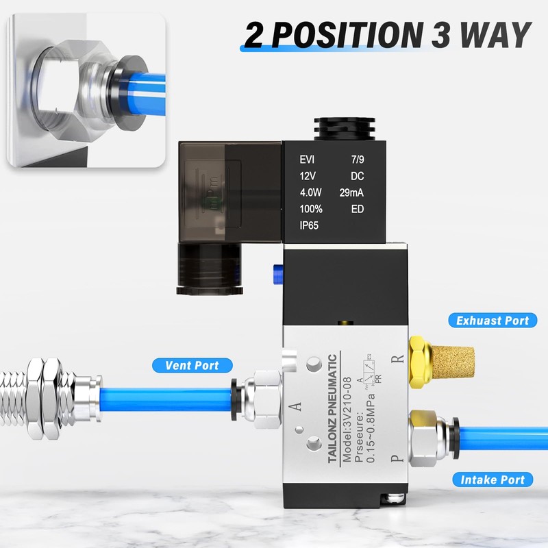 TAILONZ PNEUMATIC 1/4"NPT Solenoid Valve 3V210-08 AC110V Single Coil Pilot-Operated
