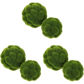 Cabilock 6pcs Green Moss Balls Decorative for Centerpiece Bowls Simulated Moss Balls Topiary Artificial Plant Ornament for Garden Wedding Party Decoration(3.9in/4.7in)