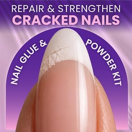 Nail Repair Kit For Broken Natural Nails - Includes Nail Glue, Repair Powder & Mini Buffer - Temporary Manicure Fix Protector for Natural Fingernails & Polish