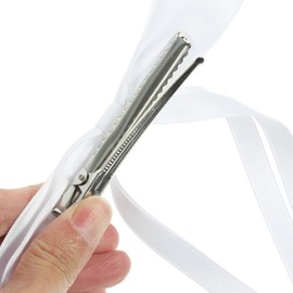 Beaupretty 4pcs Tassel Ribbon Bowknot Hair Clip With Tail Satin Bows Alligator Barrettes Hair Accessories for Women White Pink