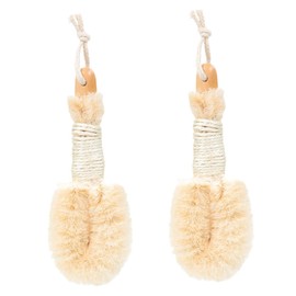 NOLITOY 2 in 1 Sisal Body Brush Exfoliating Shower Brush Natural Fiber Bath Brush Wood Handle for Dry Sk