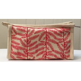 Origins New Origins BEIGE Canvas with RED Leaves Makeup Cosmetic Travel Bag Case NICE