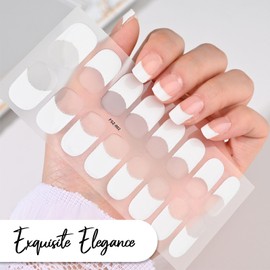 SSKHE Set of Semi-cured Gel Wipes, 20 French Nail Stickers, French Nail Stickers, Nail Stickers, Phototherapy Manicure