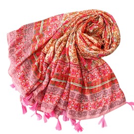 FAIRYGATE Scarf Red Women's Scarf Floral Pattern Neckerchief Neck Warmer Stole Lightweight Soft Scarves & Scarves for Women 32229, 32229