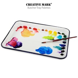 Creative Mark Butcher Tray Palette - Triple Coated Enamel Tray Palette for Painting, Color Theory, Mixing, and More! - 7.5" x 11"