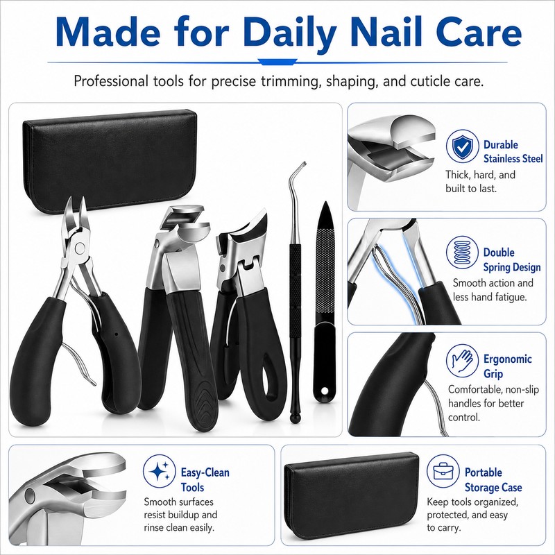 5-Piece Ingrown Toenail Tool Kit for Thick Nails – Curved