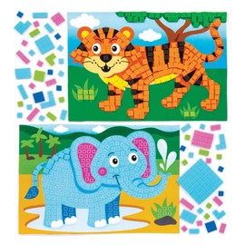Baker Ross AW644 Jungle Animal Mosaic Kits (Pack of 4), Assorted