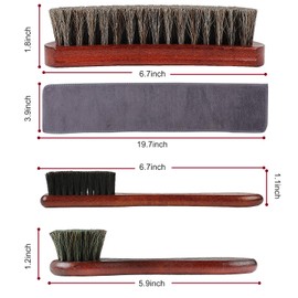 Rolett 4-Piece Horsehair Shoe Brush Shine Kit - Horse Hair Brush for Leather, Premium Shoe Polish brush, Leather Shoe Boot Brushes for Cleaning and Polishing