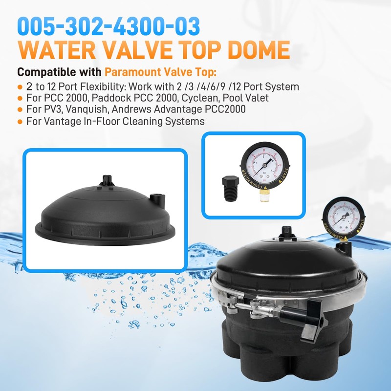 005-302-4300-03 Water Valve Top Dome with Pressure & Gauge Compatible