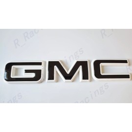 Auto Front GMC White Black Emblem Overlay 2019-2025 GMC Sierra 1500 2500HD 3500HD