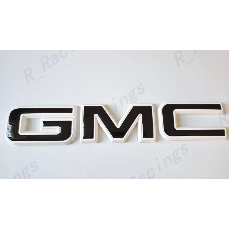 Auto Front GMC White Black Emblem Overlay 2019-2025 GMC Sierra