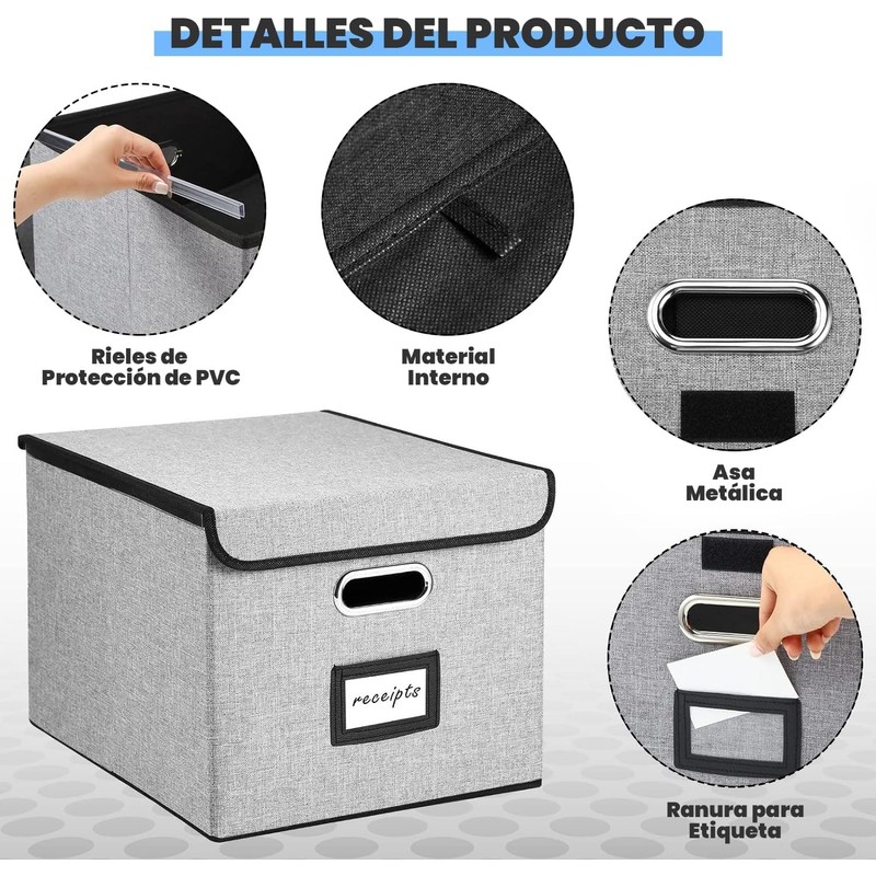 Paquete de 2 Cajas Organizadoras de Archivos con Tapa y
