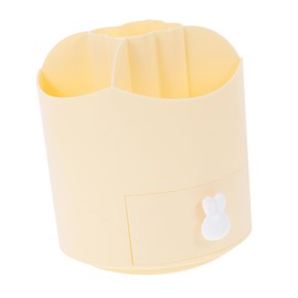 TEHAUX Desktop Organizer Rotating Cosmetic Brush Holder Yellow Pen Organizer for Office Home Compact Design with Capacity for Stationery Beauty Tools