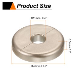 HARFINGTON 4pcs Wall Split Flange 11mm/0.4" Self-Adhesive Plumbing Cover Plates ABS Plastic Round Escutcheon Plate Buckle Design for Water Pipe Bathroom Kitchen Decoration, Gold Tone