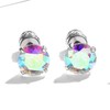 Titanium Screw Back Pack of Earrings Aurora Borealis Cubic Zirconia