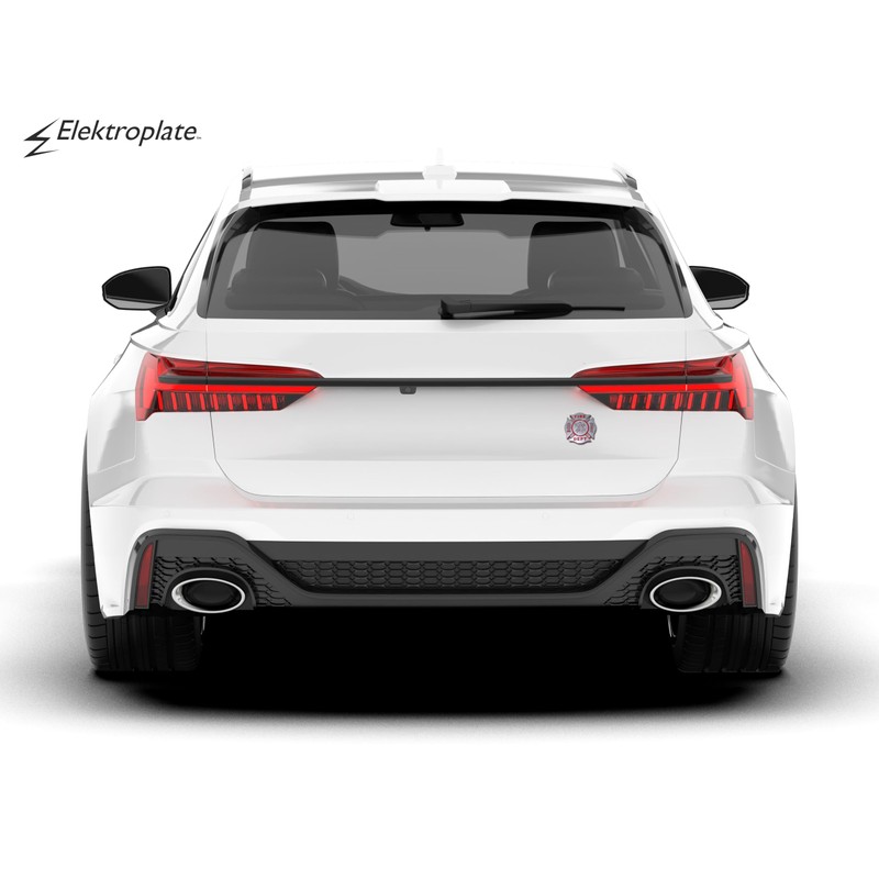 Elektroplate Firefighter Support Red Accent Chrome Auto Emblem