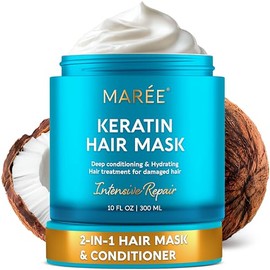 MAREE Mascarilla Capilar Para Cabellos Dañados - Acondicionador Tratamiento Capilar Queratina - Mascarilla Acondicionamiento Extremadamente Profundo Para Cabello Seco Dañado Y Crecimiento, Hidratante