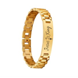 18K Gold Plated Cuban Link Bracelet - Stainless Steel Faith-Based Jewelry, Adjustable Christian ID Bracelet for Men & Women, 1/2 Inch Wide, Includes Mini Tool & Certificate of Authenticity