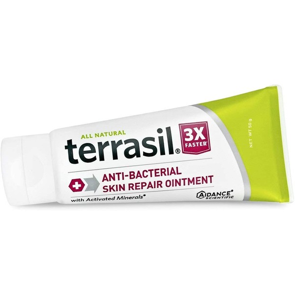Antibacterial Skin Repair 3X Faster Natural Formula for Fissures Folliculitis Angular Cheilitis Impetigo Chilblains Lichen Sclerosus Cellulitis by Terrasil (50g)