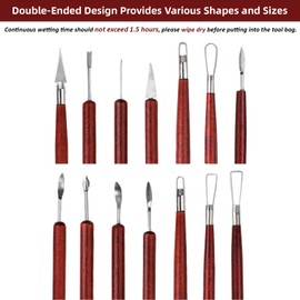 Blisstime 18PCS Clay Sculpting Tools, Basic Clay Pottery Carving Tool Kit with Wooden Handles and Tool Bag