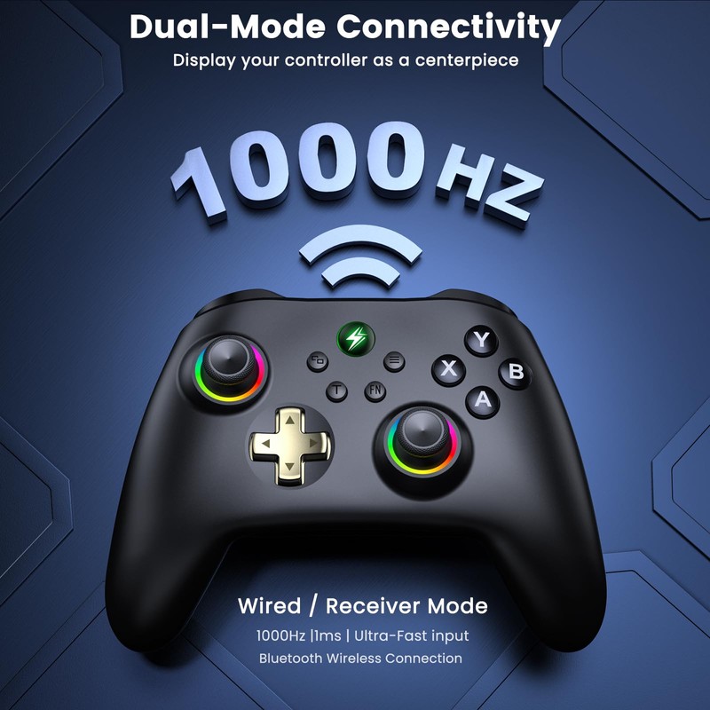 Wireless PC Gaming Controller - Hall Effect Joystick - No