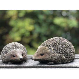 UKMGifts Set of 2 Hedgehog resin garden or indoor ornaments
