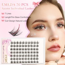 EMEDA DIY Eyelash Extensions, Mix 11-14 mm, 70 Pieces, Cluster Eyelashes with Tweezers, Super Thin Band, DIY Eyelashes, Reusable Natural False Eyelashes, Eyelash Bands (13 mm)