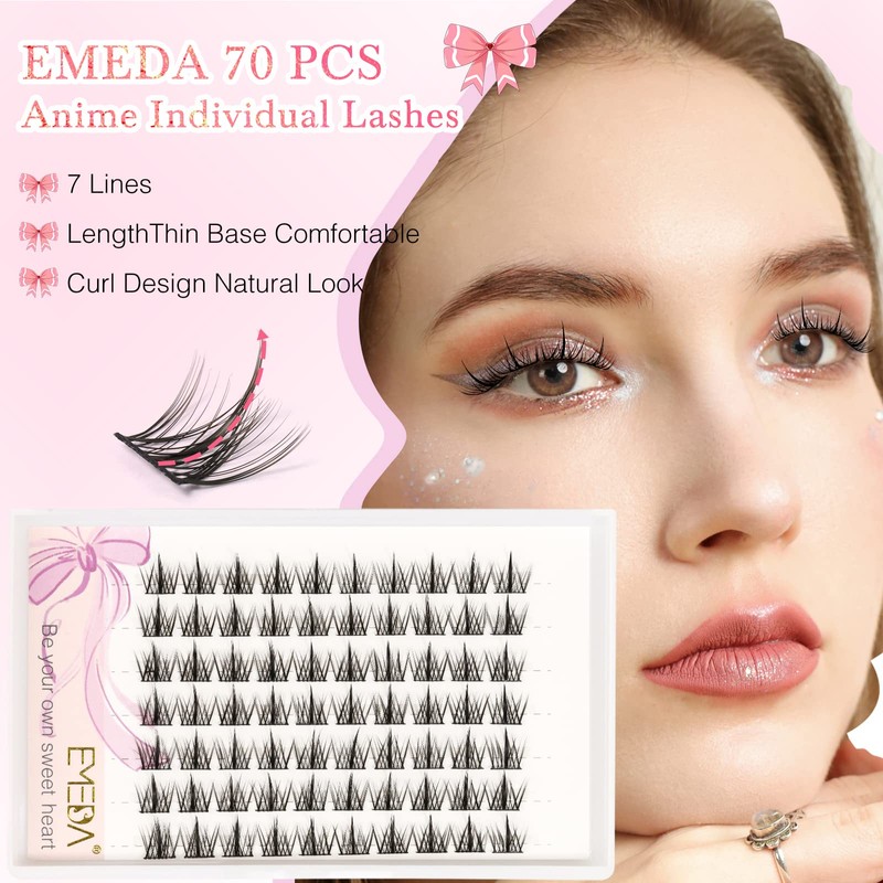 EMEDA DIY Eyelash Extensions, Mix 11-14 mm, 70 Pieces, Cluster
