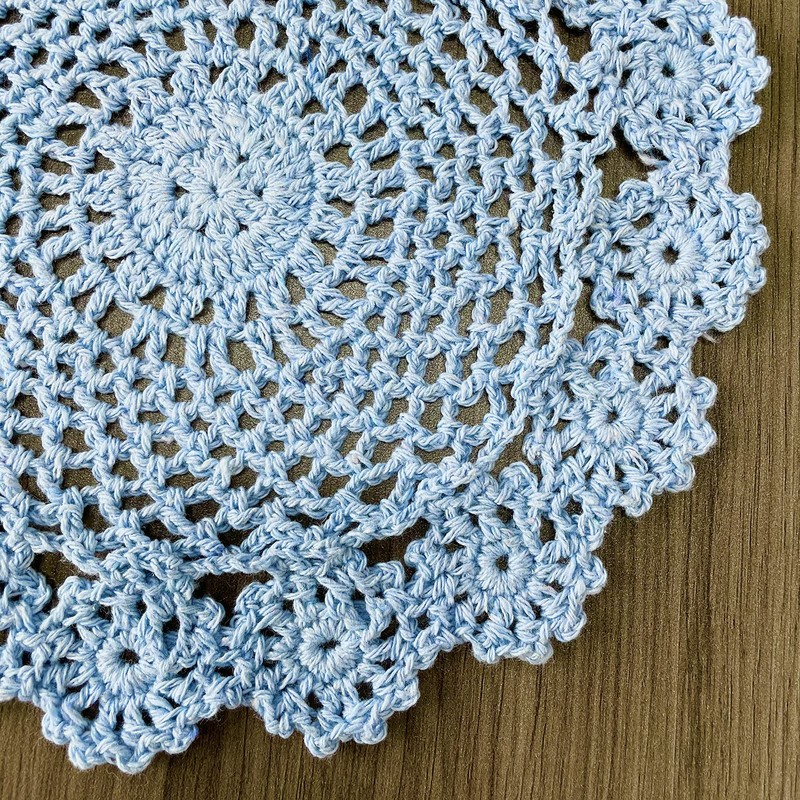 4 PCS Blue 8 Inch Round 100% HANDMADE Crochet Lace