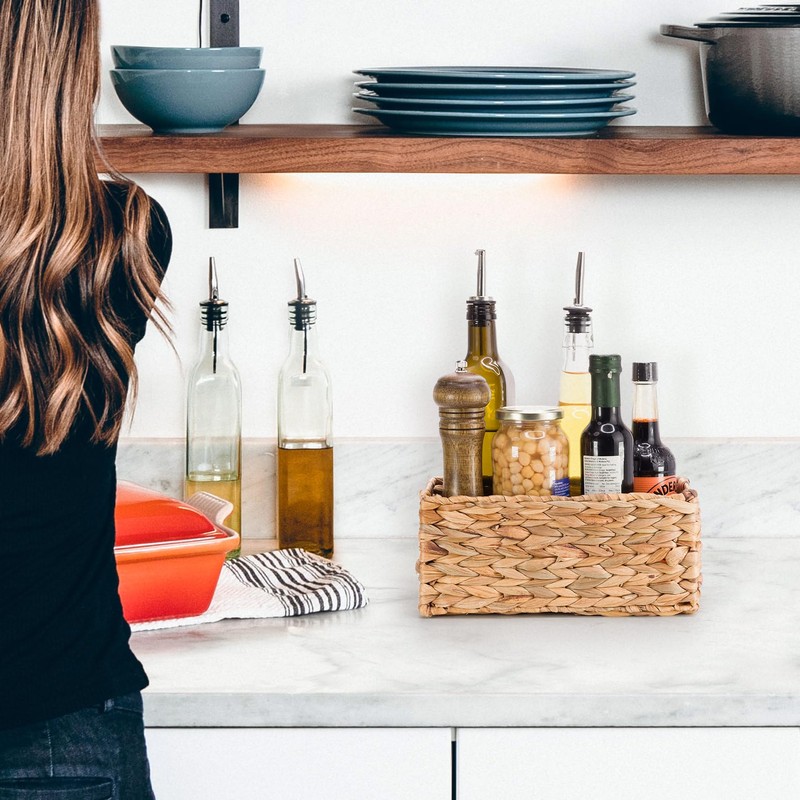 Woodluv Water Hyacinth Handwoven Shelf Storage Gift Hamper Basket -