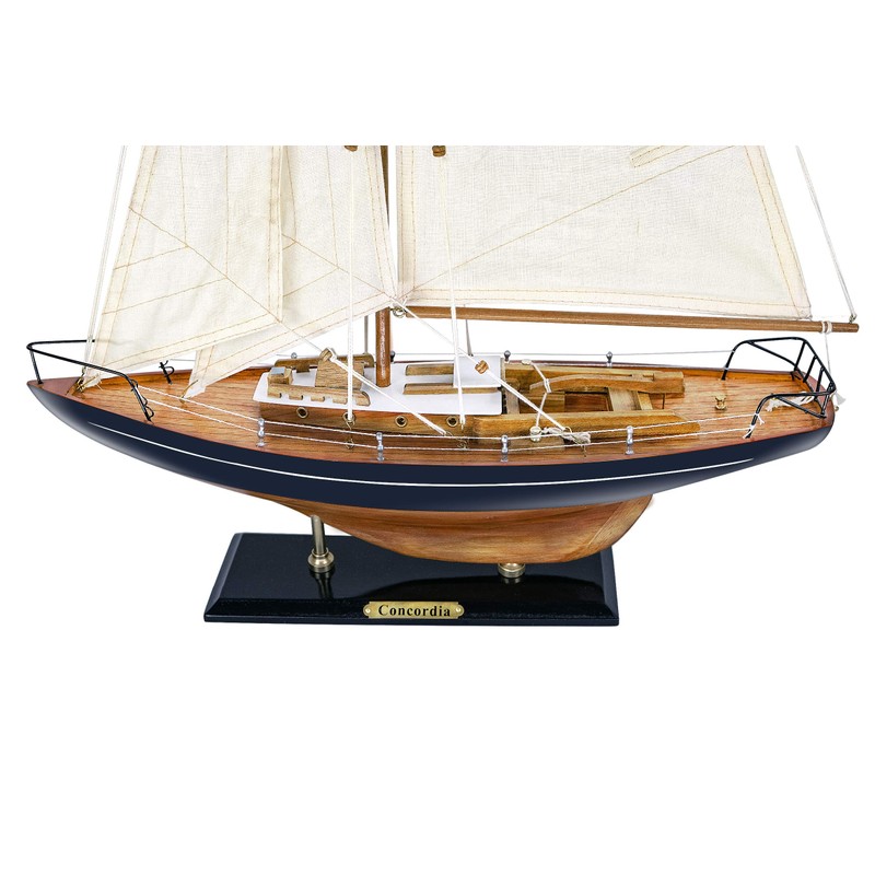 SAILINGSTORY Wooden Sailboat Decor Yacht Model Ship with Antique Finish