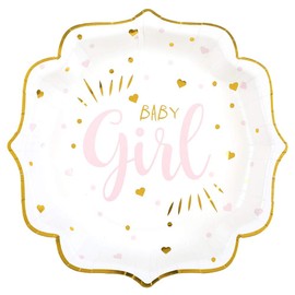 10 Paper Plates 21 cm Baby Shower Girl Pink