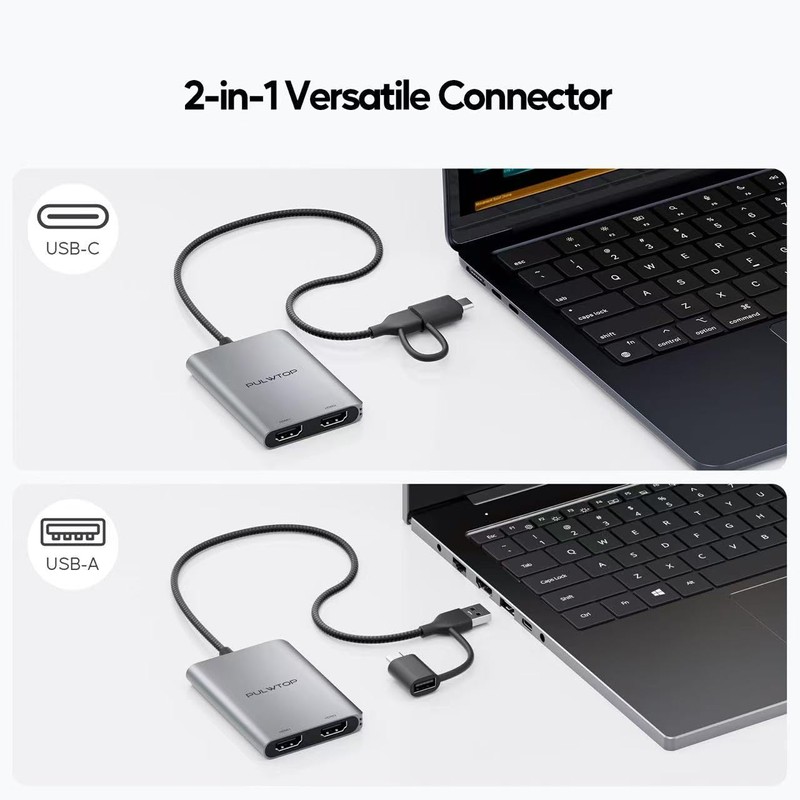 PULWTOP Displaylink Adapter, USB-C to HDMI Adapter with Dual Monitor