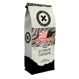 Black Insomnia Extreme Caffeine Coffee - World's Strongest Highly Caffeinated Coffee - Holiday Peppermint Mocha Flavored, Classic Roast, Ground - 1lb