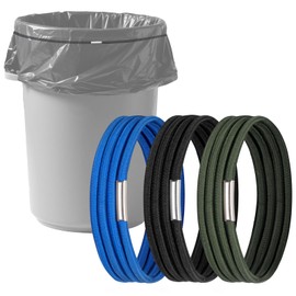 Garbage Can Rubber Bands, Heavy-Duty Garbage Bag Holder for 32-55 Gallon Bins, Large Trash Can Rubber Bands with High Elasticity, Band to Hold Trash Bags in Place, Set of 3 in Black, Blue, Green