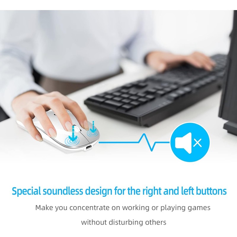 QYFP 2.4GHz USB C Wireless Mouse for Laptop - Silver