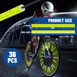 BellaGesundheit Pack of 36 Bicycle Spoke Reflectors, 360° Vision Reflectors for Bicycle, Alternative to Cat's Eyes, Bicycle Reflectors for Standard Spoke Wheels (Yellow)