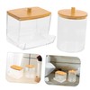 LABRIMP Cotton Swab Containers Bamboo Lid Box Storage Case for