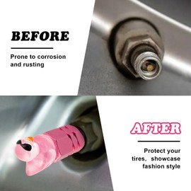 Rislobx 4Pcs Duck Tire Valve Caps, Funny Sunglasses Duck Valve Stem Caps Covers for Wheels, Decorative Cute Tire Valve Caps for Car Accessories (Hexagon Duck Pink)