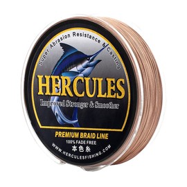 HERCULES - Sedal de Pesca Trenzada, no se decolora, 547 Yardas Líneas PE, 8 Hebras Línea de Pescado multifilamento, 10 Libras Prueba para Agua Salada y Agua Dulce, Marrón, 10 Libras, 500m