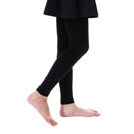 EVERSWE Girl's Microfiber Footless Tights, Ultra Soft Ballet Dance Tights (Black 8-10)