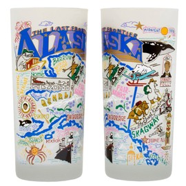 Catstudio Drinking Glass, Alaska Frosted Glass Cup for Kitchen, Drinking Glasses, 15oz Dishwasher Safe Tumbler for Alaska Lovers