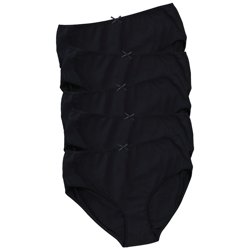 Ulla Popken Damen Slips, 5er-pack Taillenslip, Schwarz, 58-60 EU