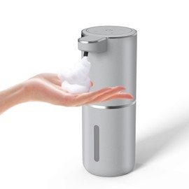 Automatic Soap Dispenser – Touchless Foaming Soap Dispenser 400ml USB Rechargeable Dispenser Electric Wall Mounted 4levels Adjustable Foam Soap Dispenser Pump for Bathroom Kitchen(Silver)