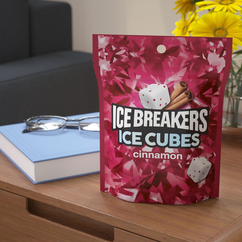 Ice Breakers Ice Cubes Cinnamon Sugar Free Chewing Gum Pouch,