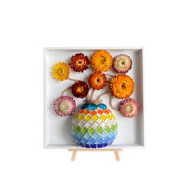 CIRIRE Easy&Fun Vase Mosaic Painting Kit, DIY Mosaic Arts and Craft Kits with Vase Real Flower Mosaic Accessories, Handmade Sticker Painting Gem Art Kit for Adults Room or Home Decor