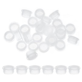 PATIKIL Salt and Pepper Shaker Stoppers 17mm/0.67", 25Pcs Plastic Salt Shaker Plug Replacement with Pull Ring Reusable Clear Round End Cap for Pots Bottles Pipes