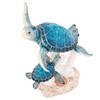 Sea Turtle Decor Figurine Blue Turtles Swimming on Coral Reef
