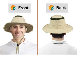 SUN CUBE Wide Brim Sun Hat for Men Women Outdoor Sun Protection Boonie Hat | Adjustable Fit, Breathable Summer Hat for Safari Hiking Fishing - Tan