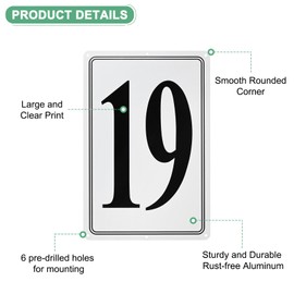 M METERXITY Aluminum Number Sign 19, 11.8 Inch House Numbers and Metal Letters, Parking Spot Letter Signs, Metal Letter Wall Decor for Garden/Door/Mailbox [Black Text On White]